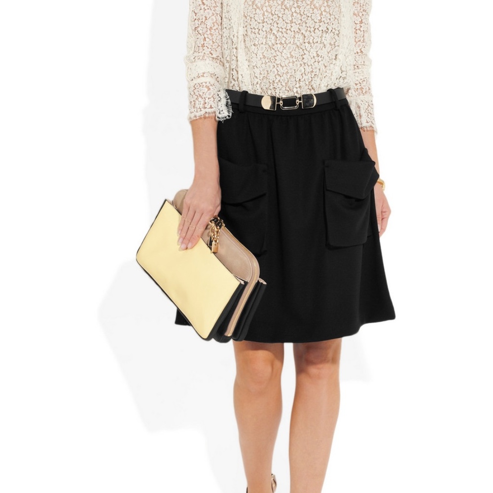 Chloé Black Wool-Blend Jersey Skirt